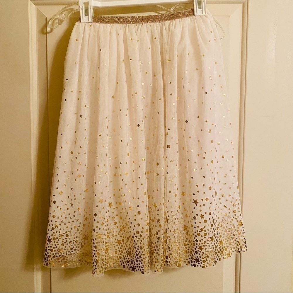 Cat & Jack holiday party gold star tulle skirt size XS 4-5
